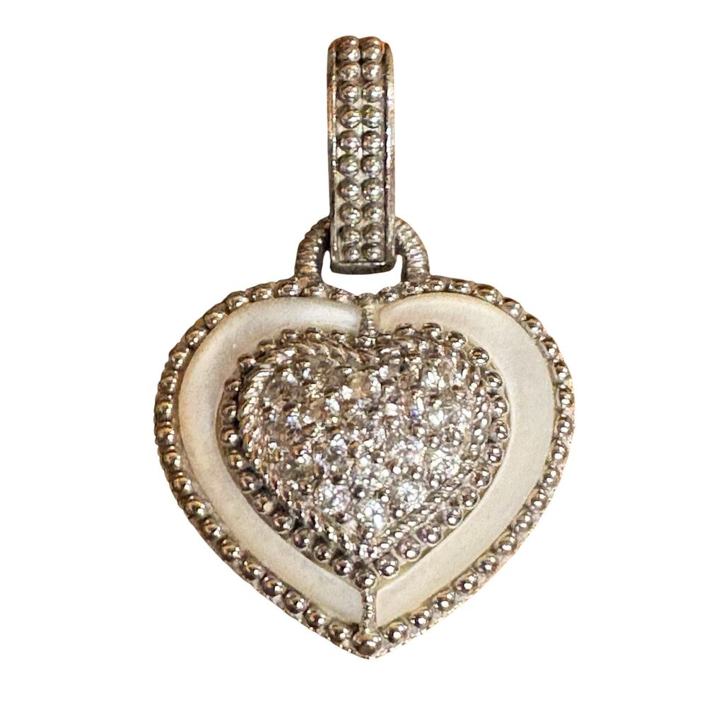 Judith Ripka Heart Enhancer/Pendant Sterling Silver, Mother of Pearl and CZ's